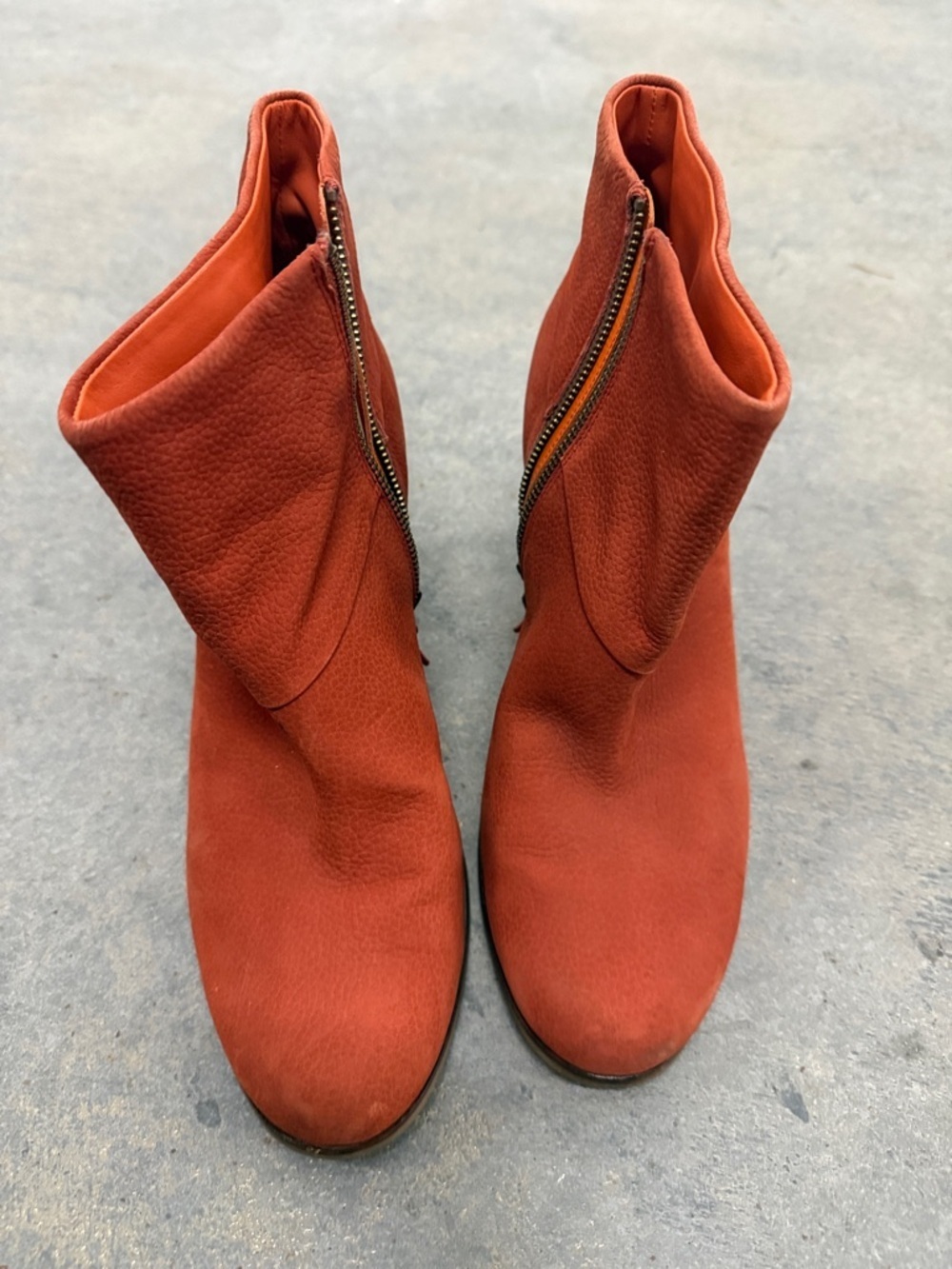 Cole Haan Rust Orange Zip-Detail Ankle Booties